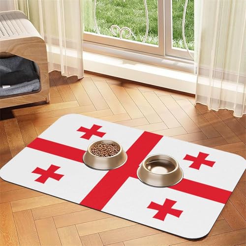 Wasserabsorbierende Kunstleder-Futtermatte mit Flagge von Georgia, 40 x 60 cm, rutschfeste und langlebige Matte für Katzen- und Hundenäpfe von BOAIHH