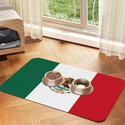 Wasserabsorbierende Kunstleder-Futtermatte mit Flagge von Mexiko, 40 x 60 cm, rutschfeste und langlebige Matte für Katzen- und Hundenäpfe Wasserabsorbierende Kunstleder-Futtermatte mit Flagge von Mexiko, 40 x 60 cm, rutschfeste und langlebige Matte für Katzen- und Hundenäpfe von BOAIHH