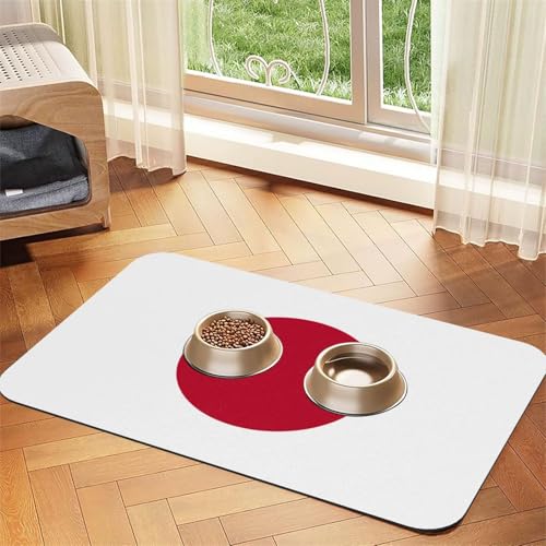 Wasserabsorbierende Kunstleder-Futtermatte mit japanischer Flagge, 30 x 45 cm, rutschfeste und langlebige Matte für Katzen- und Hundenäpfe Wasserabsorbierende Kunstleder-Futtermatte mit japanischer Flagge, 30 x 45 cm, rutschfeste und langlebige Matte für Katzen- und Hundenäpfe von BOAIHH