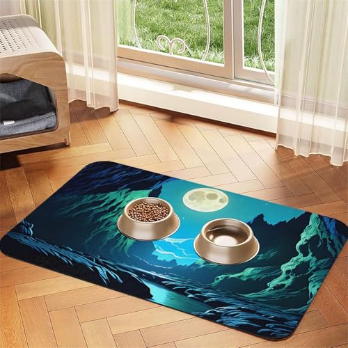 Water Moon Cave Haustier-Futtermatte, wasserabsorbierend, Kunstleder, 30 x 45 cm, rutschfest, langlebig, Matte für Katzen- und Hundenäpfe Water Moon Cave Haustier-Futtermatte, wasserabsorbierend, Kunstleder, 30 x 45 cm, rutschfest, langlebig, Matte für Katzen- und Hundenäpfe von BOAIHH