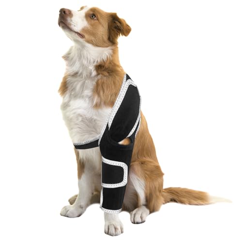 BOBASH Kniebandage Hund Hinterbein Kniebandage für Hunde mit Reflektierende Streifen Ellbogenschoner für Hunde zur Schmerzlinderung Arthrose Bänderverletzungen Schwarz(L) von BOBASH