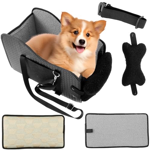 Hunde Autositz Mittelkonsole Hundesitz Auto Faltbar Waschbar Hundeautositz für Mittelkonsole für Kleine Hunde Katzen(Schwarz) von BOBASH