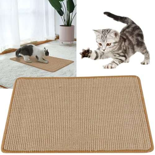 Kratzmatte Katze Sisal Katzenkratzbretter Katzen Kratzbrett Kratzpad für Schützt Möbel, Sofas & Teppiche(Dunkelgelb（40 * 60 cm) von BOBASH