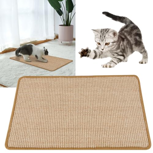 Kratzmatte Katze Sisal Katzenkratzbretter Katzen Kratzbrett Kratzpad für Schützt Möbel, Sofas & Teppiche(Hellgelb（40 * 60 cm) von BOBASH