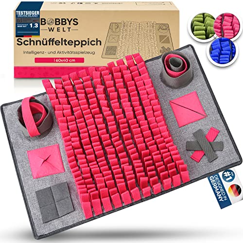 BOBBYS WELT® Schnüffelteppich [Testsieger] für Hunde & Katzen + GRATIS E-Book - Interaktives bissfestes Hundespielzeug - Intelligenzspielzeug zur Förderung und Auslastung - Denkspielzeug | Pink von BOBBYS WELT