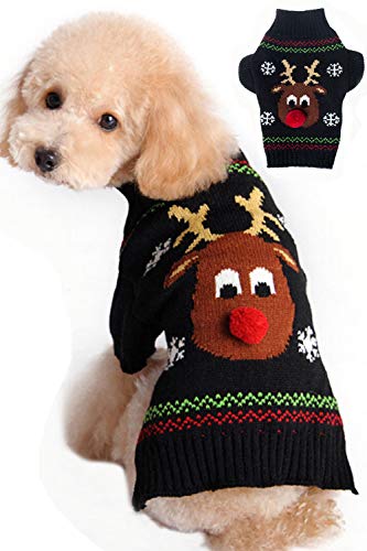 BOBIBI Hundepullover für Weihnachten Cartoon Rentier Haustier Katze Winter Strickwaren Warm Kleidung XXXL von BOBIBI