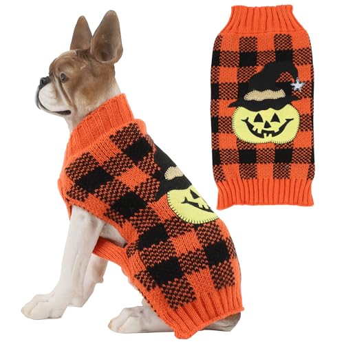 BOBIBI Pet Clothes The Halloween Pumpkin Cat Dog Sweater, Dog Knitwear, Dog Apparel, Pet Sweatshirt von BOBIBI