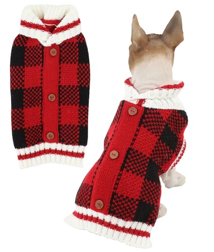 Hunde-Weihnachtspullover, Hunde-Weihnachtspullover für Katze, Clownprinz, Welpenkleidung, geknöpfte Strickjacke von BOBIBI
