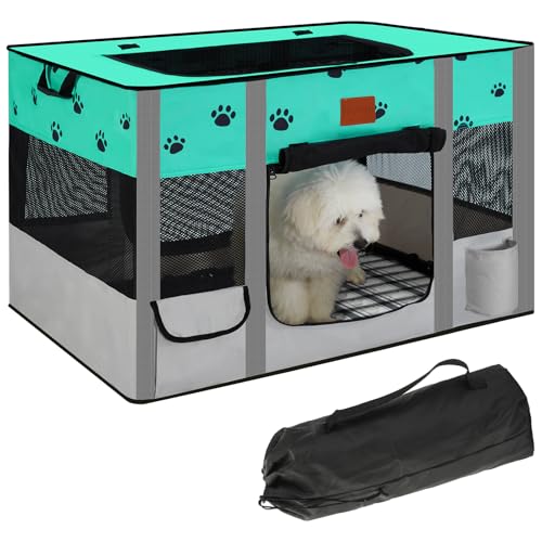 BOCHAO Tragbarer Hunde-Laufstall, Katzenlaufstall, Haustier-Lieferraum, tragbares Zwinger-Zelt, Spielgehege, geeignet für alle mittelgroßen und kleinen Haustiere, Metall-Hundekäfig, mit Tragetasche BOCHAO Tragbarer Hunde-Laufstall, Katzenlaufstall, Haustier-Lieferraum, tragbares Zwinger-Zelt, Spielgehege, geeignet für alle mittelgroßen und kleinen Haustiere, Metall-Hundekäfig, mit Tragetasche von BOCHAO