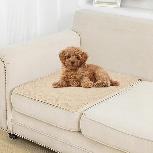 Hundebettbezug für Haustiere – Decken, Teppich-Pads für Couch, Schutz, wasserdichte Bettbezüge, Hundedecke, Möbelschutz, wiederverwendbare Wickelunterlage (Elfenbein + Beige, 50,8 x 76,2 cm) von BOCTOPUG
