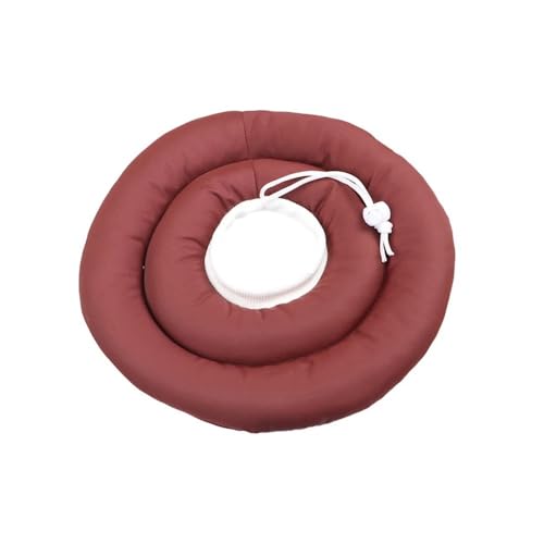 Haustier-Schutzhalsband für Hunde und Katzen, verstellbar, elisabethanisches Halsband, weicher Ring, Wundheilung, kratzfest, Anti-Leck-Kopfbedeckung (Weinrot, XL) von BODOBTF