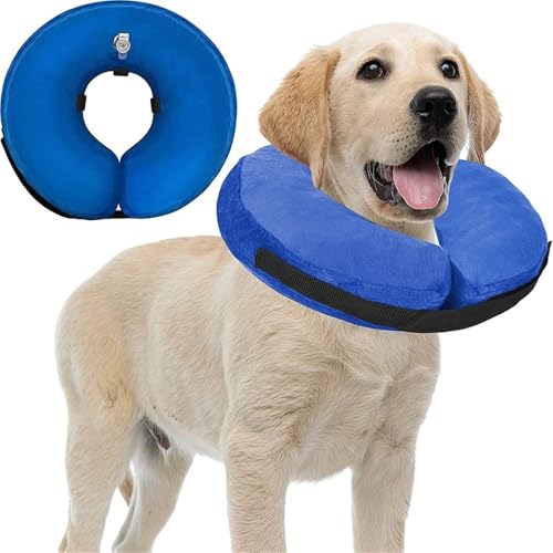 Schützendes aufblasbares Halsband für Hunde und Katzen, weiches Haustierhalsband, elisabethanisches Halsband für kleine, große Hunde, blockiert nicht die Sicht, E-Halsband (Halsumfang 18–30 cm) von BODOBTF