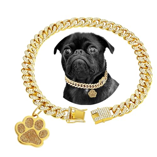 BODY16G CZCZ Hundehalsband, kubanisches Gliederhalsband, Strasssteine, Hundehalskette, Metall, Katzenkette, Haustier mit Haustier-ID, Schmuckmarken, Halsband, Schmuckzubehör für kleine, mittelgroße BODY16G CZCZ Hundehalsband, kubanisches Gliederhalsband, Strasssteine, Hundehalskette, Metall, Katzenkette, Haustier mit Haustier-ID, Schmuckmarken, Halsband, Schmuckzubehör für kleine, mittelgroße von BODY16G CZCZ