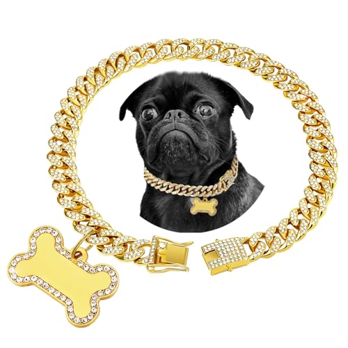 BODY16G CZCZ Hundehalsband, kubanisches Gliederhalsband, Strasssteine, Hundehalskette, Metall, Katzenkette, Haustier mit Haustier-ID, Schmuckmarken, Halsband, Schmuckzubehör für kleine, mittelgroße BODY16G CZCZ Hundehalsband, kubanisches Gliederhalsband, Strasssteine, Hundehalskette, Metall, Katzenkette, Haustier mit Haustier-ID, Schmuckmarken, Halsband, Schmuckzubehör für kleine, mittelgroße von BODY16G CZCZ