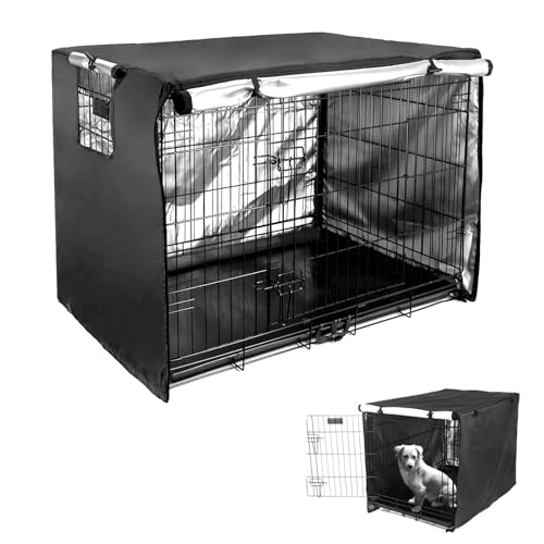 Hundekäfigabdeckung, 48x30x33in Hundekaefig Abdeckung für Hundehütten Langlebig Winddicht Wasserdichter Hundebox Abdeckung Faltbar Hundekäfig Hunde-Zubehör für den Innen- und Außenbereich von BODYGAD