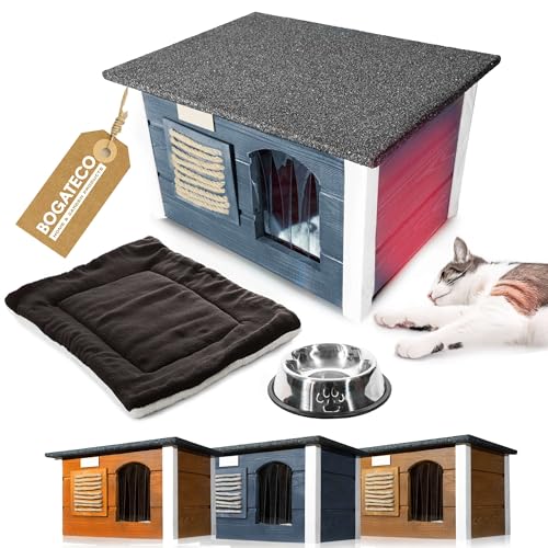 BOGATECO | Set aus einem Haus mit Kissen und Katzennapf | Komfortabler und Warmer Katzenstall für den Außenbereich | Wasserdicht, isoliert | Größe 36x61x39 cm | Erhältlich in 3 Farben BOGATECO | Set aus einem Haus mit Kissen und Katzennapf | Komfortabler und Warmer Katzenstall für den Außenbereich | Wasserdicht, isoliert | Größe 36x61x39 cm | Erhältlich in 3 Farben von BOGATECO