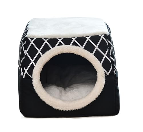 Katzenbett höhle Tierbett Haustierbett Mit Zusammenklappbarer Matte, Klassisches Weiches Leoparden-Hundewelpen-Sofakissen, Zwinger-Nest, Hunde- Und Katzenbett Hundekissen katzenkissen (Color : B, SI von BOGAZY