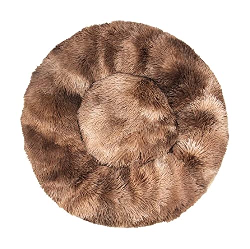 Katzenbett höhle Tierbett Hundebettwäsche, Haustierbett, Hund, Katze, Weich, Welpensofa, Donut-Nest, Bettkissen, Rund, Warm, Kuschelhütte Hundekissen katzenkissen (Color : Brown, Size : Diameter 70c von BOGAZY