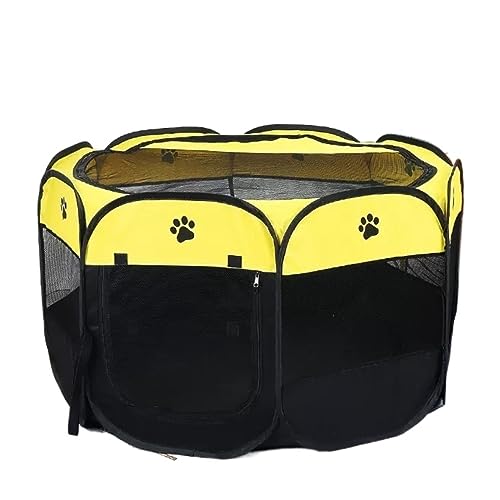 Katzenbett höhle Tierbett Tragbarer, Faltbarer 600D-Oxford-Stoff Und Mesh-Laufstall Für Haustiere, Zaun Für Das Wohnzimmer Hundekissen katzenkissen (Color : Yellow, Size : 45 * 65cm) von BOGAZY