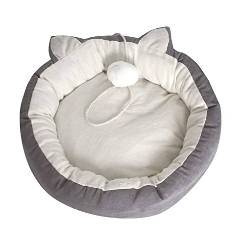 Katzenbett höhle Tierbett Warmes Winternest Plüsch Kätzchen Zwingerzubehör Rundes Katzenohr Weiches Haustierbett Hund Rosa Grau Katzenhundebett Hundekissen katzenkissen ( Color : Grey , Size : 36x11cm von BOGAZY