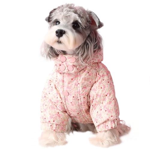 BOGDTF Warmer Wintermantel für Hunde, Daunenjacke für Welpen, schöne Daunenjacke für Hunde, mit Kapuze, Schnitt, für kaltes Wetter, weich und leicht, Schneeanzug für kleine Hunde von BOGDTF