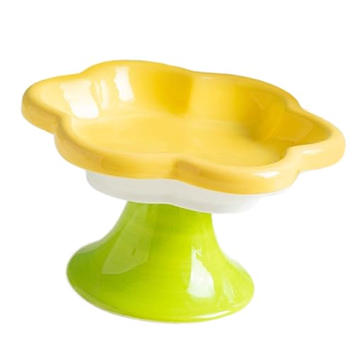 Keramik-Tiernahrungsplatte mit hohem Fuß und Blumenform-Designs, Futternapf für Nackenentlastung und Stabilität für Katzen Keramik-Tiernahrungsplatte mit hohem Fuß und Blumenform-Designs, Futternapf für Nackenentlastung und Stabilität für Katzen von BOGEEL