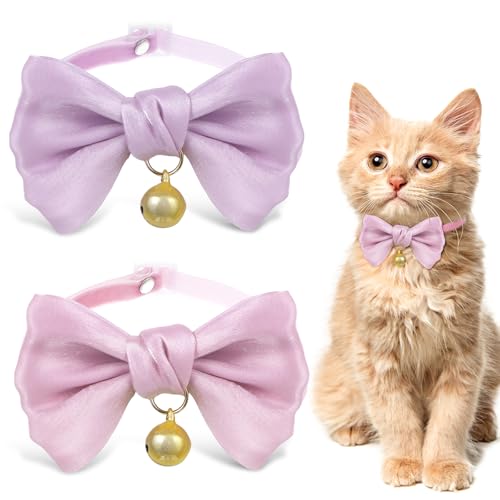 BOHUIZ Katzenhalsband, Fliege, mit Glöckchen, verstellbare Sicherheitshalsbänder, weich und niedlich, für Kätzchen, Welpen und kleine Haustiere, 2 Stück von BOHUIZ