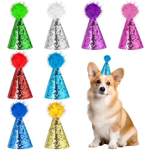 BOHUIZ Mini-Partyhüte für Stofftiere, Glitzer-Hüte für kleine Hunde, Katzen, Geburtstagsparty, verstellbare Stirnbänder, Stofftiere, Geburtstagshüte für Urlaub, Welpen, Kätzchen, Kostüm-Zubehör, 8 BOHUIZ Mini-Partyhüte für Stofftiere, Glitzer-Hüte für kleine Hunde, Katzen, Geburtstagsparty, verstellbare Stirnbänder, Stofftiere, Geburtstagshüte für Urlaub, Welpen, Kätzchen, Kostüm-Zubehör, 8 von BOHUIZ