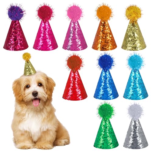 BOHUIZ Mini-Partyhüte für Stofftiere, glitzernde Mini-Hüte für kleine Hunde, Katzen, Geburtstagsparty-Hut, verstellbare Stirnbänder, Geburtstagshüte für Welpen, Kätzchen, Urlaubskostüm-Zubehör, 10 BOHUIZ Mini-Partyhüte für Stofftiere, glitzernde Mini-Hüte für kleine Hunde, Katzen, Geburtstagsparty-Hut, verstellbare Stirnbänder, Geburtstagshüte für Welpen, Kätzchen, Urlaubskostüm-Zubehör, 10 von BOHUIZ