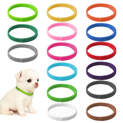 BOHUIZ Welpen-Halsbänder für Katzenstreu, verschiedene Farben, verstellbar, für Neugeborene, Hunde, Kätzchen, Band für Haustiere, 30 Stück (S/M) von BOHUIZ