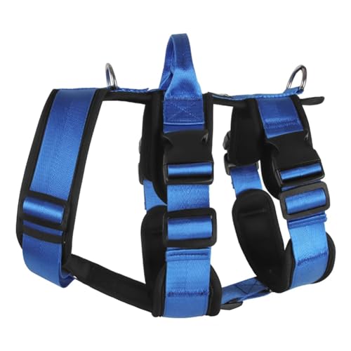 BOLAXHCA Explosionsgeschütztes Hundegeschirr mit, Strapazierfähige Feinarbeit, Verstellbare Brustgurte für Große Hunde, Blau, S von BOLAXHCA