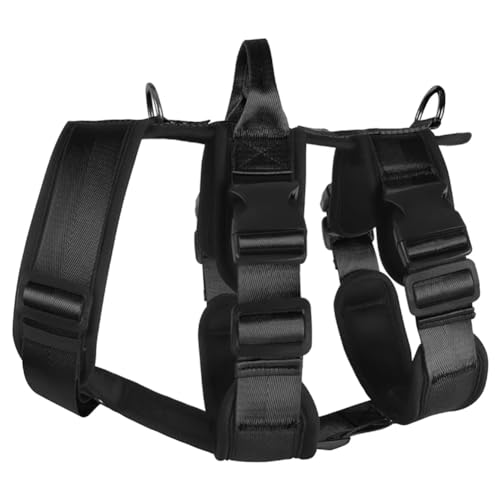 BOLAXHCA Explosionsgeschütztes Hundegeschirr mit, Strapazierfähige Feinarbeit, Verstellbare Brustgurte für Große Hunde, Schwarz, S von BOLAXHCA