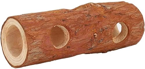 BOLYUM Natürlicher Holz-Tier-Tunnel, Kleintier-Kauspielzeug, Hauskäfig-Zubehör, Hamster-Tunnel, Haustiere, Übungsspielzeug, für Haustier, Zwerghamster, Ratten, Rennmäuse, Frettchen (L) von BOLYUM