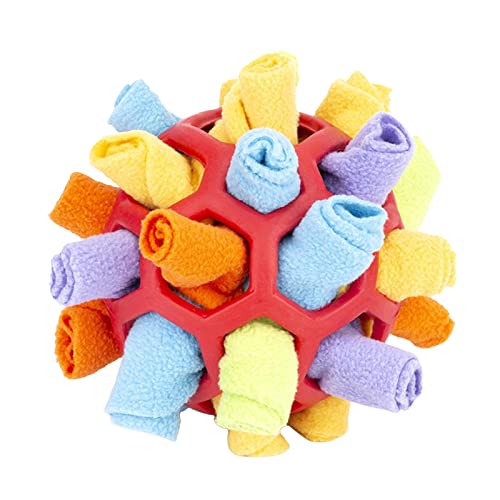 BOMBKI Schnüffelmatte für Hunde, Interaktives Hundespielzeug, Puzzle Slow Feeder Ball Hund Leckerli-Spender Spielzeug Interaktives Bereicherungsspielzeug für kleine mittelgroße Welpen Hunde (Rot) von BOMBKI