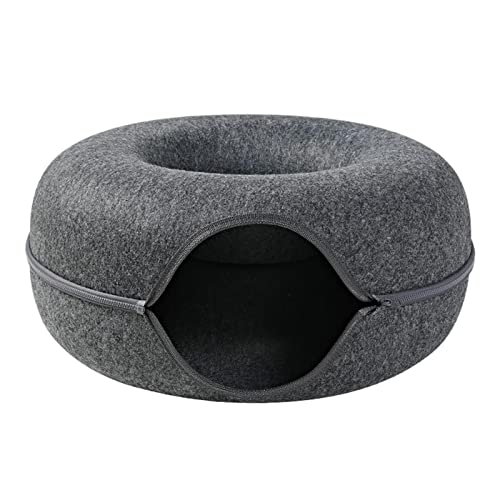Filz Tunnel Katzenspielzeug Katzenbett, Langlebiges Filz Katzenspielzeug Rundes Tunnelbett, Abnehmbarer Donut Haustier Tunnel Katzenhöhle, für Katzen Kätzchen Haustier Spielbett Indoor (Dunkelgrau) Filz Tunnel Katzenspielzeug Katzenbett, Langlebiges Filz Katzenspielzeug Rundes Tunnelbett, Abnehmbarer Donut Haustier Tunnel Katzenhöhle, für Katzen Kätzchen Haustier Spielbett Indoor (Dunkelgrau) von BOMBKI