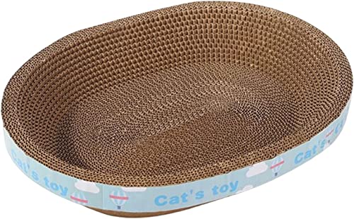 Ovales Kratzpad aus Wellpappe, rundes Kratz-Loungebett, langlebiges Recycling-Brett für Möbelschutz, für Spielzeug, Katzenkratzer, Karton für Kätzchen (50 x 38 x 9 cm) von BOMBKI