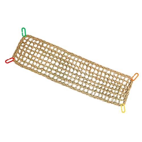Vogel-Seegras-Matte, natürliches Gras, gewebtes Netz, Hängematte zum Aufhängen am Papageienkäfig, Vogelkletterseil, Netzschaukel, Spielzeug, für Sittiche, Aras, Papageien, (ohne Glocken) von BOMBKI