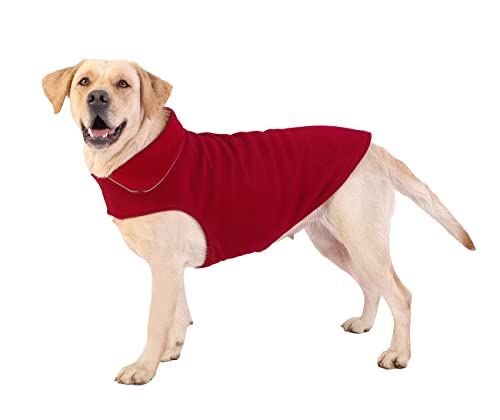 Bonawen Fleece-Hundemantel, reflektierend, kaltes Wetter, für extra große bis kleine Haustiere (rot, 3XL) von BONAWEN
