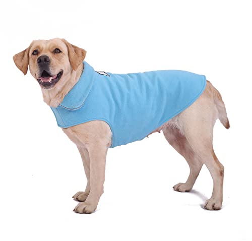 Fleece-Hundemantel, Haustierjacke, reflektierend, für kaltes Wetter, für extra große bis kleine Haustiere (Blau, Größe L) von BONAWEN