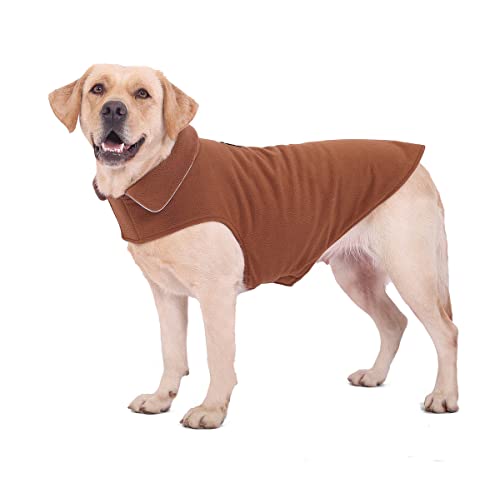 Fleece-Hundemantel, Haustierjacke, reflektierend, für kaltes Wetter, für extra große bis kleine Haustiere (Braun, Größe M) von BONAWEN