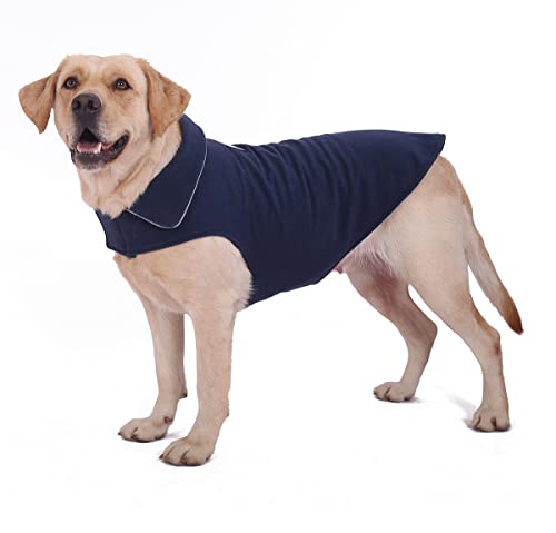 Fleece-Hundemantel, Winterjacke, reflektierend, für kaltes Wetter, für große, mittelgroße und kleine Hunde (Marineblau, Größe M) von BONAWEN