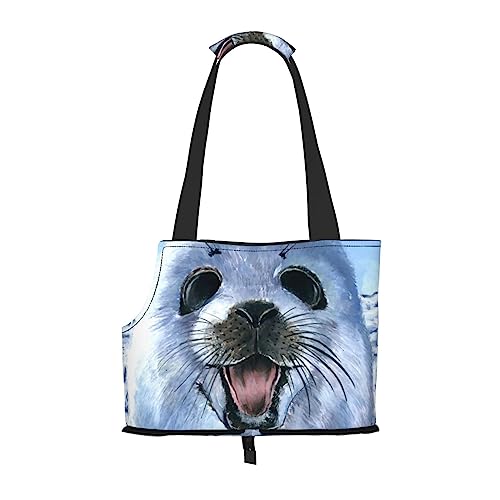 Harp Seal Wallpaper Pet Carrier, Animal Portable Tote Bag, Casual Dog Cat Shoulder Bag for Small to Medium Cat and Small Dog von BONDIJ