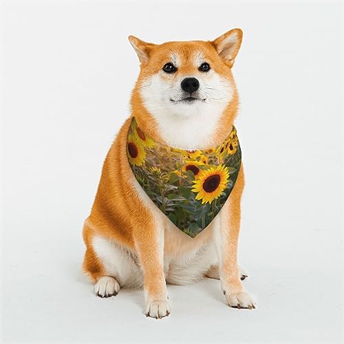 Hundehalstuch, Sonnenblume, wendbar, dreieckig, verstellbar, weich, für mittelgroße und große Haustiere von BONDIJ