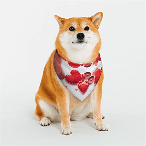 Hundehalstuch, handgefertigt, mit roten Herzen, wendbar, dreieckig, verstellbar, weiches Halstuch, für mittelgroße und große Haustiere von BONDIJ