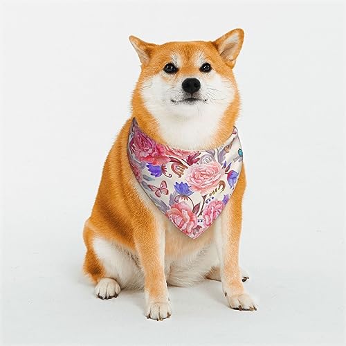 Hundehalstücher mit Blume, Rose, Schmetterling, wendbar, dreieckig, verstellbar, weich, für mittelgroße und große Haustiere von BONDIJ