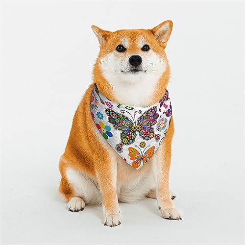Hundehalstücher mit Blumenmuster, wendbar, dreieckig, verstellbar, weich, für mittelgroße und große Haustiere, Weiß von BONDIJ
