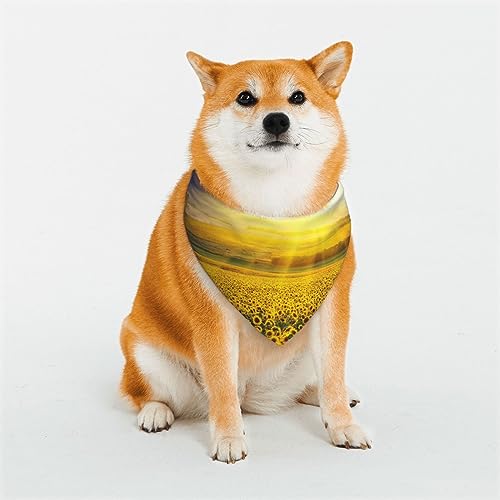 Hundehalstücher mit Sonnenblumen-Motiv, wendbar, dreieckig, verstellbar, weich, für mittelgroße und große Haustiere von BONDIJ