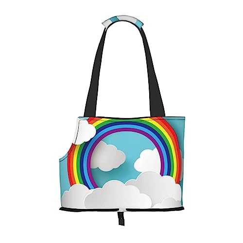 Rainbow Clouds Haustier-Tragetasche, Tier-Tragetasche, lässige Schultertasche für kleine bis mittelgroße Katzen und kleine Hunde von BONDIJ