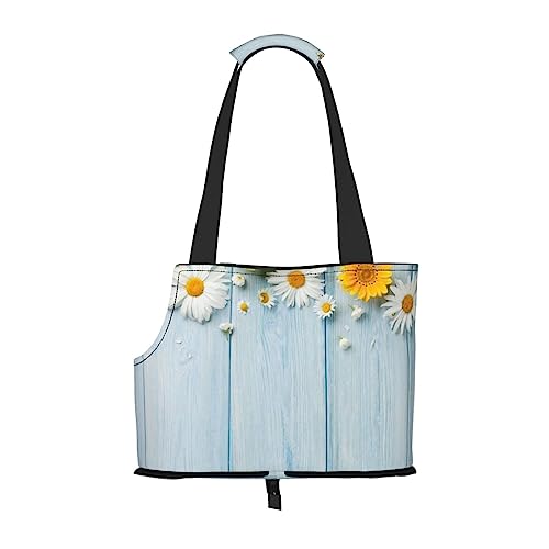 Spring Daisy Flowers Pet Carrier, Animal Portable Tote Bag, Casual Dog Cat Shoulder Bag for Small to Medium Cat and Small Dog von BONDIJ
