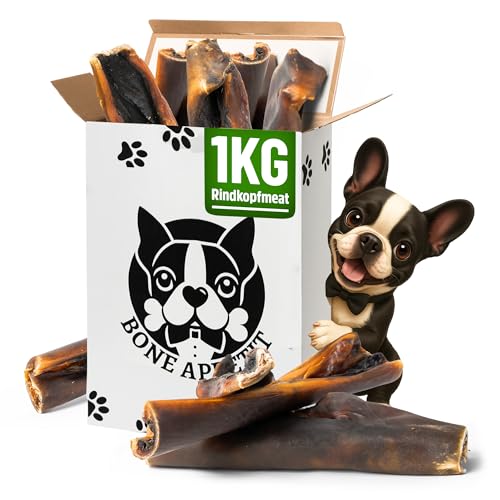 BONE APPETIT Rinderkopfhaut Streifen für Hunde – 1 kg/ca. 30 cm | Getrockneter Kauartikel, Hundesnack, Hundeleckerli, Leckerli für Hunde, 100% Natürlich von BONE APPETIT